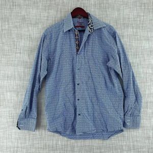 luchiano visconti Button Down Long Sleeve Shirt Mens M Blue 2400